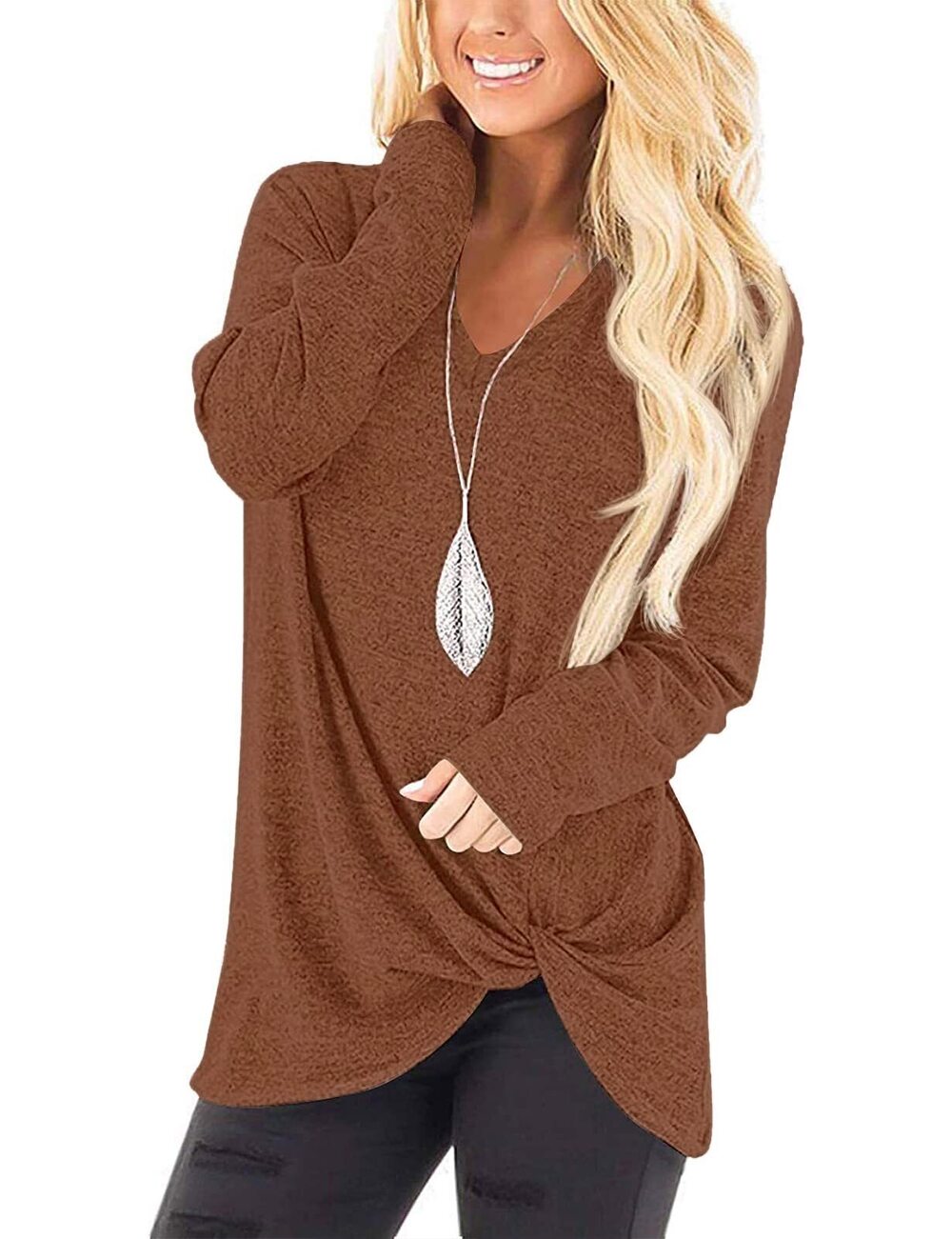 9174 Orange Tops Long Sleeve Sexy Fall Trendy Dressy Halloween Sweatshirts